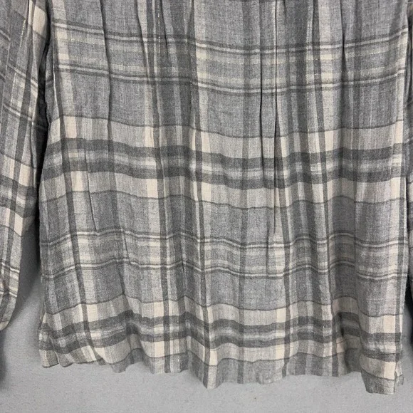 Xirena Shirt Womens XS Gray Plaid Flannel Ruffle Long Sleeve Boho Made in USA - Picture 8 of 15
